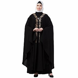 Double layered Irani Kaftan abaya- Black Double layered Irani Kaftan abaya- Black